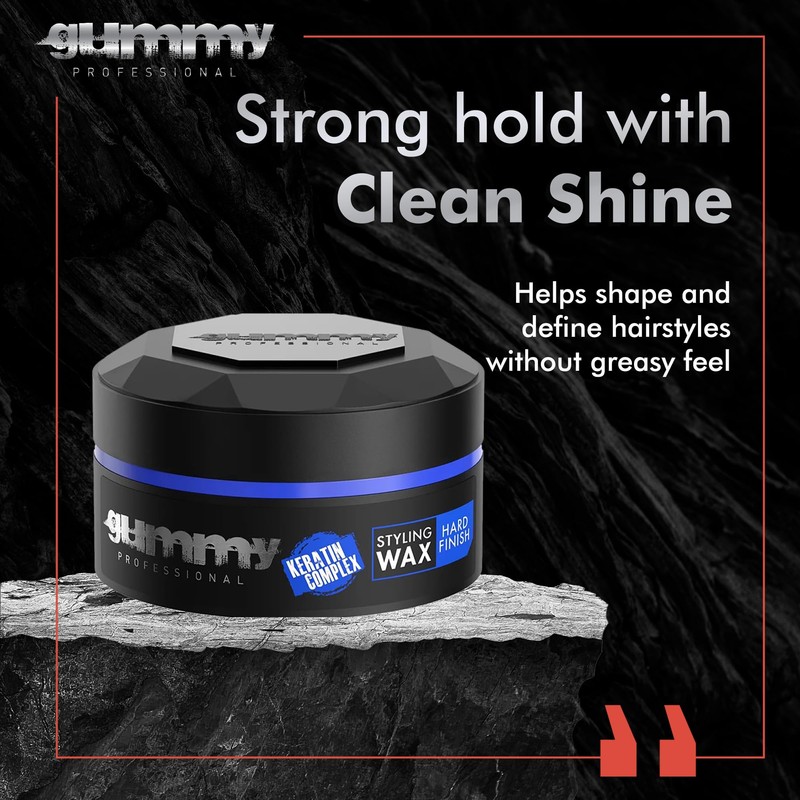 Gummy Professional Hard Finish Hair Wax - Maximum Hold Styling