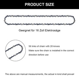 Pack of 3 Saw Chains 3/8 Inch LP 1.3 mm 40 cm 56 TG Cutting Length, Chainsaw Chainsaw Chain, Non-Return Chain for Various Chainsaws, Chainsaws, Compatible with Dolmar, Husqvarna, Stihl, Einhell,