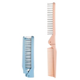 2 Pack Puppy Brush for Small Dogs Folding Dog Hair Grooming Brushes Dog Combs for Matting Hair Perfect Dematting Comb Tool for Shih Tzus, Yorkies, Maltipoos, and Small Breeds (Pink&Blue)