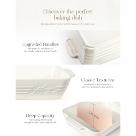 Casserole Dishes for Oven,9x13 Ceramic Baking Dish,4.2 Quarts Large Lasagna Pan with Handles Deep and Large Capacity,Durable Bakeware for Lasagna, Home Decor, Wedding Gift, White