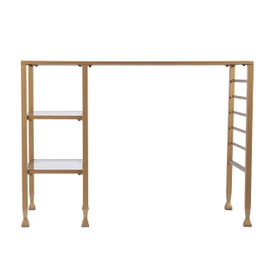 SEI Furniture Jaymes Gold Metal/Glass Writing Desk, Soft Gold