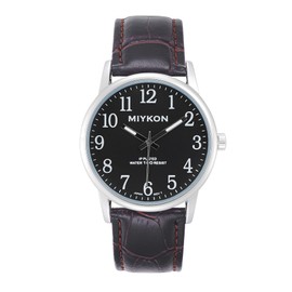 Miykon Men's Classic Analog Dress Watch - Easy Reader Arabic Numerals, Genuine Leather Band, Japanese Quartz, Luminous Hands, Waterproof to 100ft, 38mm Case, Silver Case with Black Dial, 38mm, The