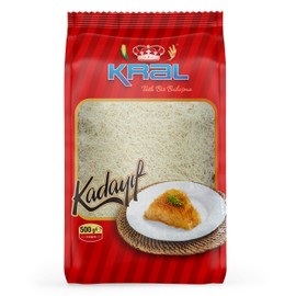 Kral Turkish Kataifi, Traditional Shredded Phyllo Dough for Kunefe, Dubai Chocolate & Middle Eastern Desserts, Halal 500g (17.6oz) Kadayif