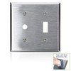 Leviton S112-N 2-Gang 1-Toggle, 1-Telephone/Cable .406 Device Combination Wallplate, Strap
