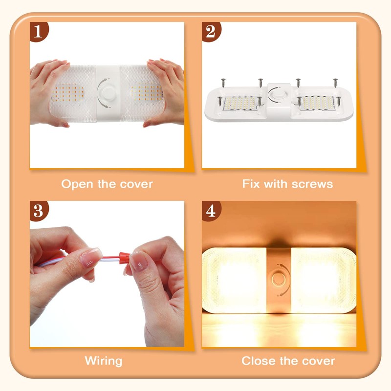 Retisee 10 Pcs RV Lights Interior 1700LM, 3 Color 12V