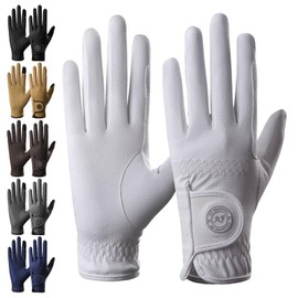 AF EQUESTRIAN Ladies Horse Riding Gloves Equestrian Premium Synthetic Leather Sui Sereno Ladies Gloves Snake Skin Design White (Large)