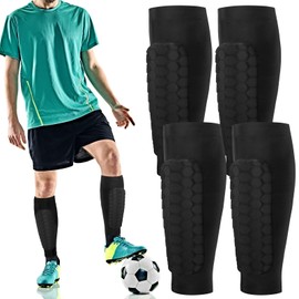 2 Pair Football Shin Pads Football Shin Guards Sleeves Compression Sleeve With Honeycomb Pads Soccer Shin Guard Sleeves For Kids and Adult