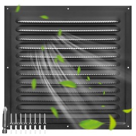 TIHCXNY (Black 1 Pack 12" x 12"Inch) Gable Vents, Aluminum Walls, Lofts, Garages etc with Screened Metal Shed Vents, Outdoor House Loft Ceiling Reinforced Square Vents Shutters Exterior Grille (Matt)