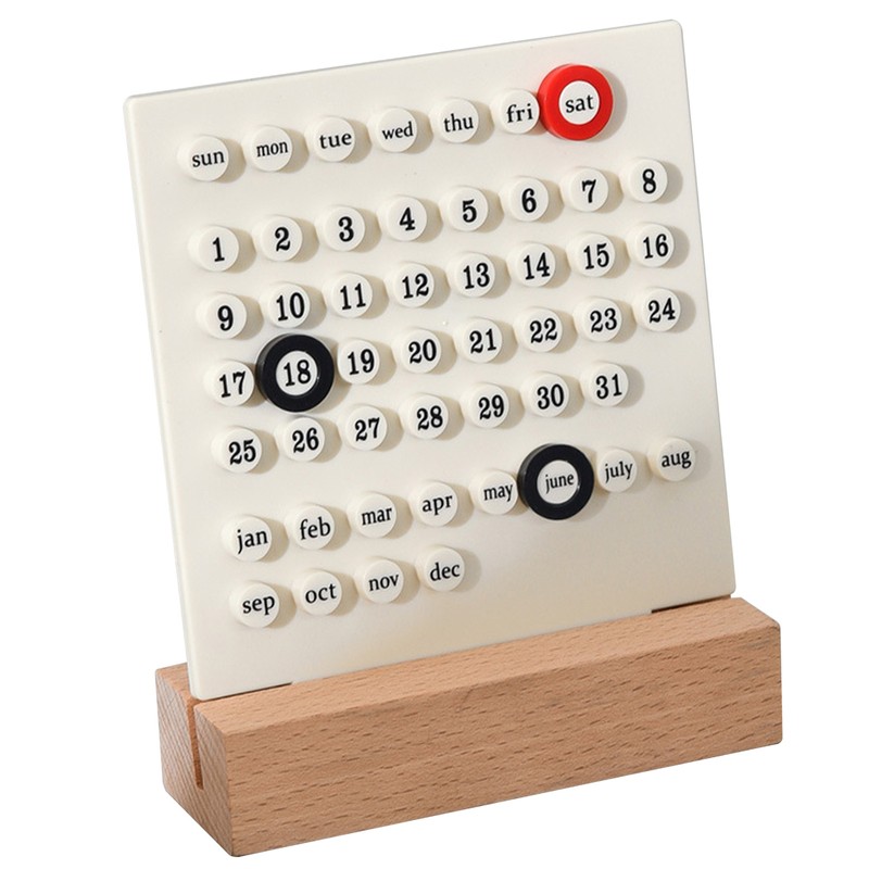 Wooden Kids Calendar DIY Hand Operated Develop Planning Skills Perpetual