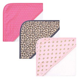 Hudson Baby Unisex Baby Cotton Rich Hooded Towels, Leopard, One Size