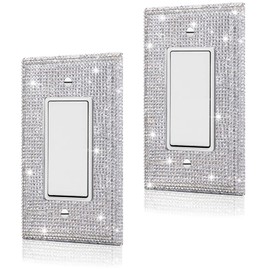 2 Pcs Shiny Silver Rhinestones Switch Plates And Outlet Covers Wall Plates Light Switch Cover Decorative Outlet Covers