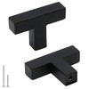 Goldenwarm 5 Pack Black Square T Bar Single Hole Knobs