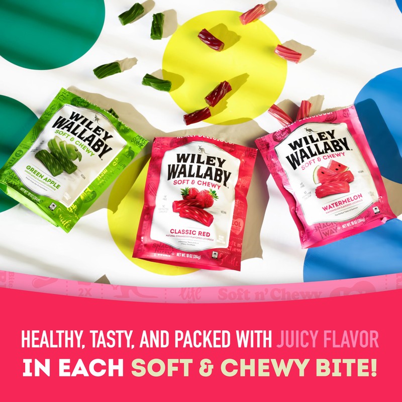 Wiley Wallaby Licorice 10 Ounce Variety Pack - Red, Watermelon