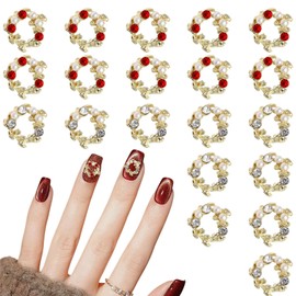 Nail Parts, Christmas Wreath, Set of 30, 3D, Cute, Stylish, Garland, Christmas, Nail Parts, Gold, Glitter, Nail Stone, Nail Art, Jewelry Parts, Decorative Parts, Accessories, DIY Craft Material,
