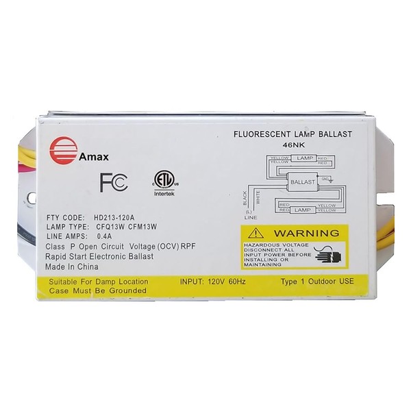 13 Watt 4-Pin 2-Lamp Compact Fluorescent Electronic Ballast HD213-120A