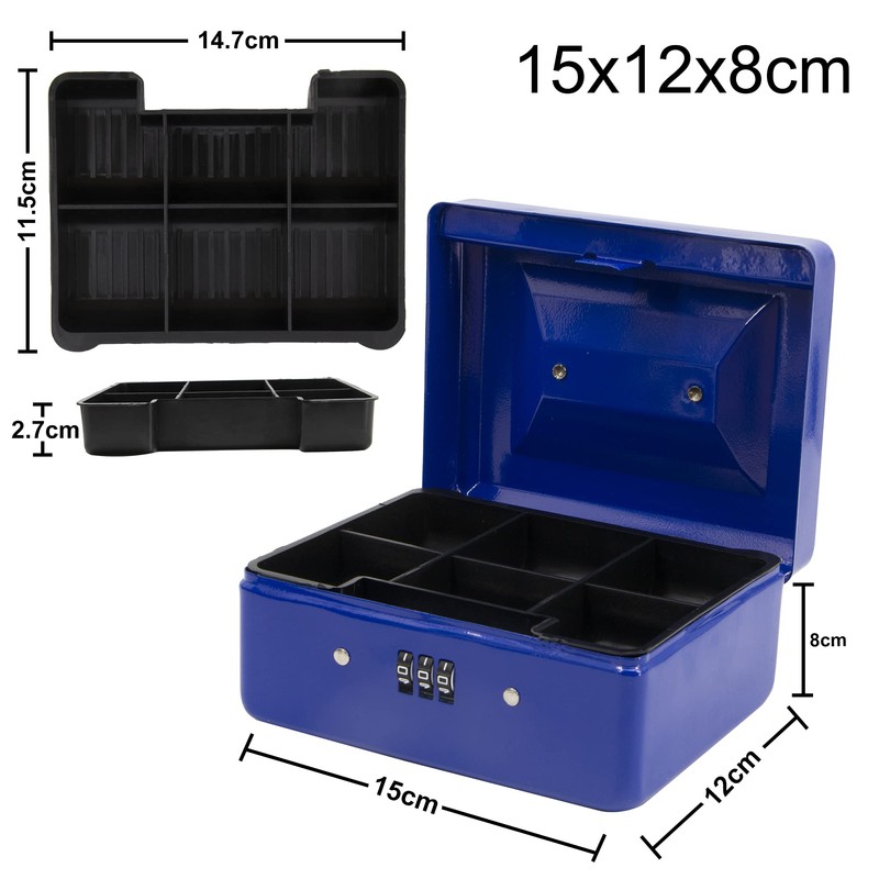 Small Security Lock Box with Coin Tray Metal Material with