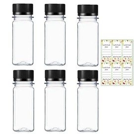XUHENGXINX Juice Bottles 6 PCS Mini Shot Bottles Smoothie Bottle Juicing Bottles Reusable Clear Beverage Bottles for Smoothies, Juices, Drinks (Send Stickers)
