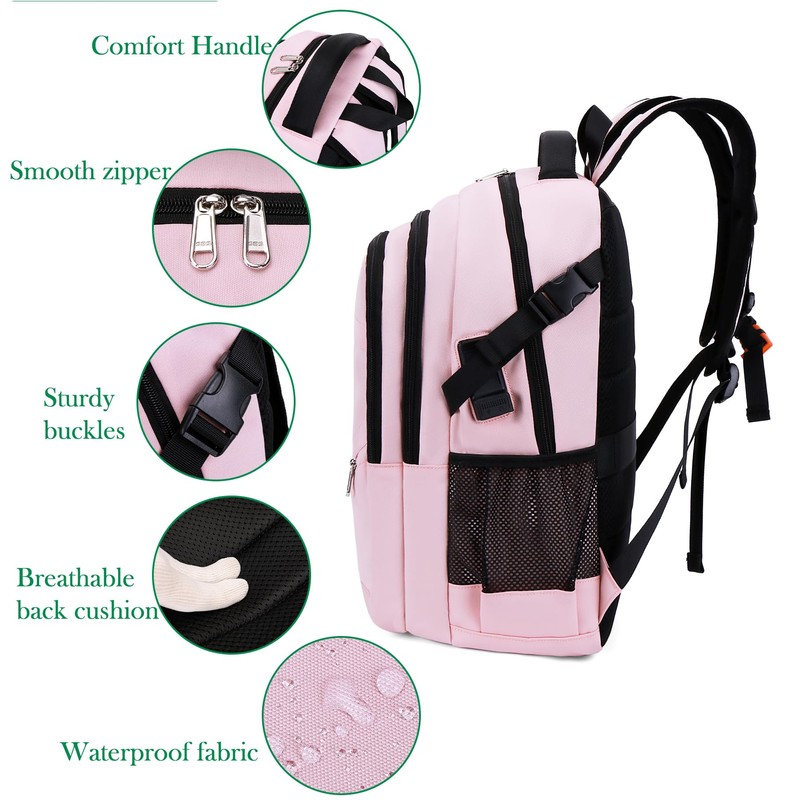 FENGDONG - Mochila para portátil con carga USB y auriculares