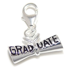 ICYROSE 925 Sterling Silver Dangling Graduate Diploma Clip-on Charm Bead