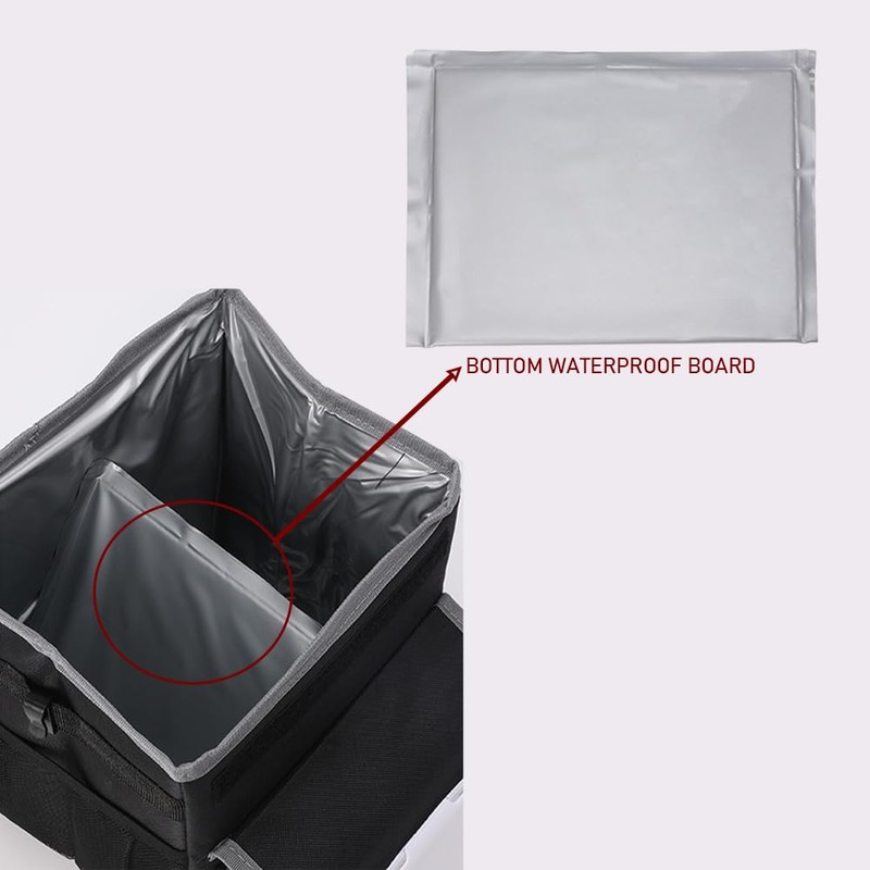 upra Car Trash Can with Lid Leakproof,Bag Hanging Storage Pockets,Adjustable