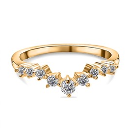 TJC Moissanite Wishbone Ring In 18ct Yellow Gold Plated 925 Sterling Silver for Women Size W Prong Setting