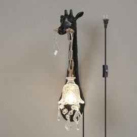 LAZHUG Giraffe Wall Lamp,Resin Giraffe Lamp with Crystal Shade,Creative LED Wall Mount Light,Animal Lamp Lights for Living Room,Modern Sconces for Bedroom,Hallway (Left Giraffe Lamp)