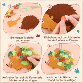Kaisibum 358 Pieces Felt Autumn Craft Children's Set, Owl Craft Set, Hedgehog Craft Sets, Autumn Crafts for Children, DIY Craft Item Set for Autumn Festivals