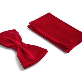 BRERA 67 Set Cummerbund Pocket Square and Bow Tie for Suit Various Sizes and Colours Made of Silk | Bow Tie with Pocket Square Accessories Set for Tuxedo Men | Belt for Evening Dress, red