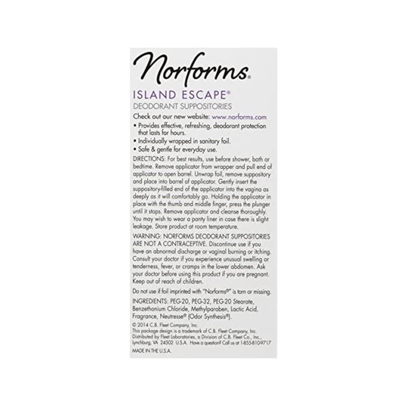Norforms Deodorant Suppositories, Gynecologist Tested, Long-Lasting Odor Control, Individually Wrapped,
