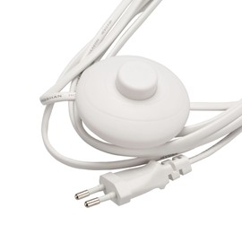 Power Cable 3 m Euro Plug + Foot Switch 300 WS C7 in White Open End