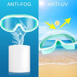 COOLOO 2-PACK Kids Swimming Goggles, Kids Swim Goggles Junior Children Girls Boys Early Teens Age 3-15, with Anti-Fog, Waterproof, Protection Lenses, Crystal Clear Wide Vision