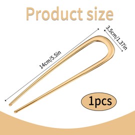 1PCS U Shaped Metal Hair Fork Simple and Elegant French Twist Hair Pin Fashionable Everyday Hair Pins for Women Girls with Longer and Thicker Hair for Various Hairstyles Accessories (Gold)