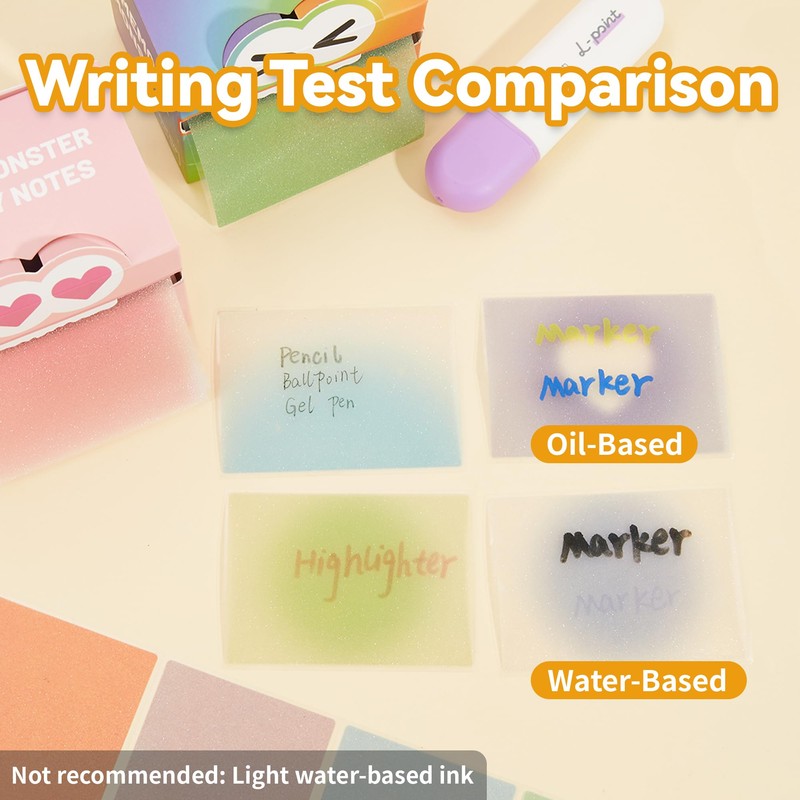 Monster Sticky Notes – Glittery Semi-Transparent Full-Adhesive Sticker Notes with