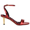 Nine West Women's Anny Heeled Sandal, Red Mirror Metallic 610,