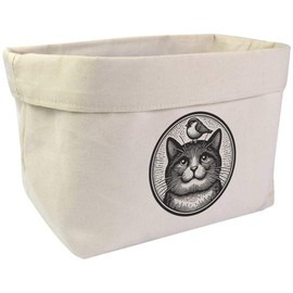 Large 'Funny Cat & Bird' Canvas Organiser/Storage Bag (OR00030582)