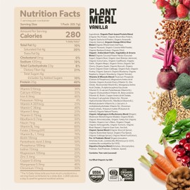 Plant Meal Replacement Shake - Vanilla - 25g of Plant Based Vegan Protein Powder, 76+ Organic Superfoods, Vitamins & Minerals, Mushrooms, Super Greens, Digestive Enzymes & Probiotics - 1 Serving