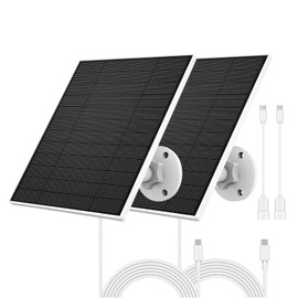 Solar Panel for Eufy Camera, 5W Solar Panel Compatible with Eufycam 3/3C/2/2 Pro/2C/2C Pro/E/E20/E40/L20/L40, Solar Charger for Eufy Camera with USB-C Port, Micro USB Adapter, IP65 Waterproof, 2 Pack
