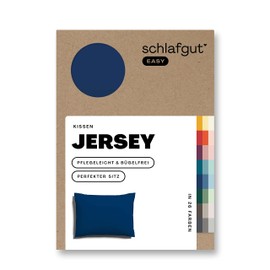 Schlafgut Easy Jersey Pillowcase 40 x 60 cm Blue Deep with 100% Cotton, Super Soft & Breathable Pillowcase