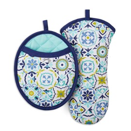 Fiesta Worn Tiles Oven Mitt & Pot Holder Set, Multi-Colored