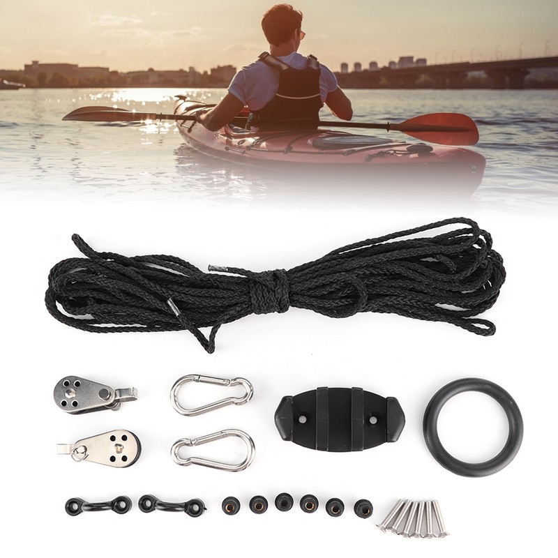 Anchor Trolley Kit with Rope Pulley Pad Eyes for Kayak