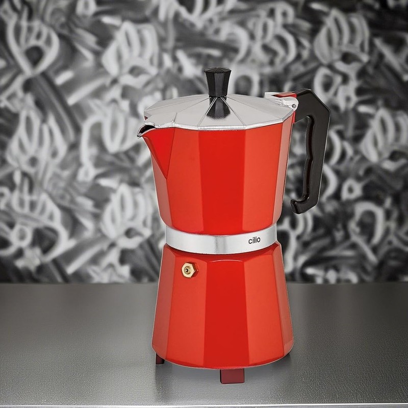 Cilio Classico Stovetop Espresso Maker, 15 Ounce, Red