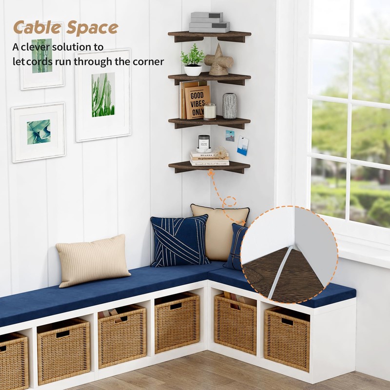 Forbena Large Corner Floating Shelves for Wall Set of 4,