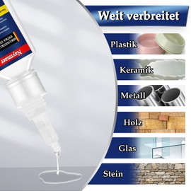 Nayrmaer 60g Sekundenkleber extra stark, Wasserfest Superkleber mit Antiverstopfungskappe, Alleskleber Extra Stark fr Plastik, Kunststoff, Glas, Holz, Metall uvm.