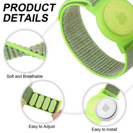 Meliya Nylon AirTag Bracelet for Kids, Airtag Wristband Compatible with AirTag Holder Case, Adjustable Anti Lost Wristband for Toddler Baby, Boys, and Girls, Elders (Fluorescent Green, Small)