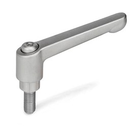 Ganter Normelemente Adjustable clamping lever with threaded screw, GN 300.5-63-M8-32-IS, stainless steel, handle length: 63 mm, thread: M8 x 32, 1 piece