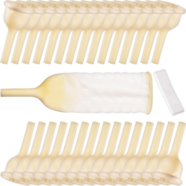30 Pcs Latex Catheter with Adhesive Strips, External Self Sealing