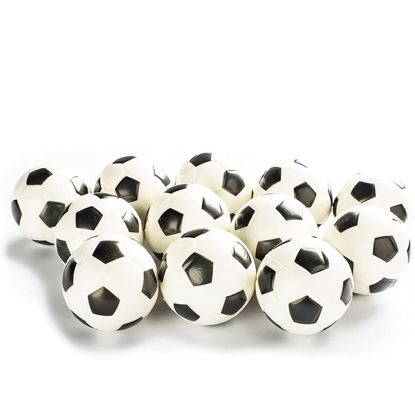 Soccer Sports Stress Balls Bulk - Pack of 12 Stress Squeezable Sports Foam Ball - Fun and Functional Soccer Squeeze Balls for Kids Birthday Parties, Classroom and Autism Therapy