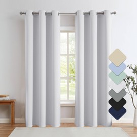 BUHUA 95% Blackout Curtains Thermal Insulated Room Darkening Curtains for Living Room Grommet Window Drapes Noise Reducing with Matching Wind Chimes, Set of 2 Panels(38W x 84L, Greyish White)