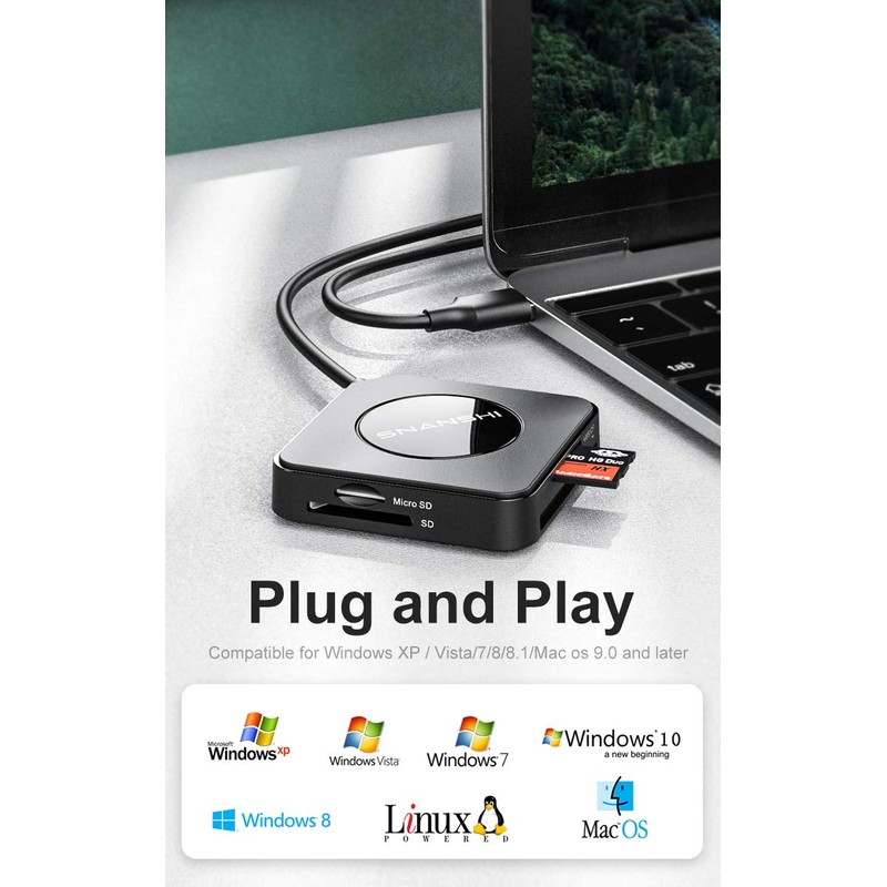 SD Card Reader 4 in 1,SNANSHI USB SD Card Reader