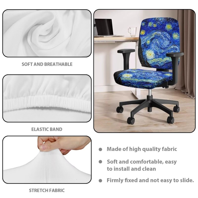 Talayituse Starry Night Print Office Computer Chair Covers, Split Stretchable